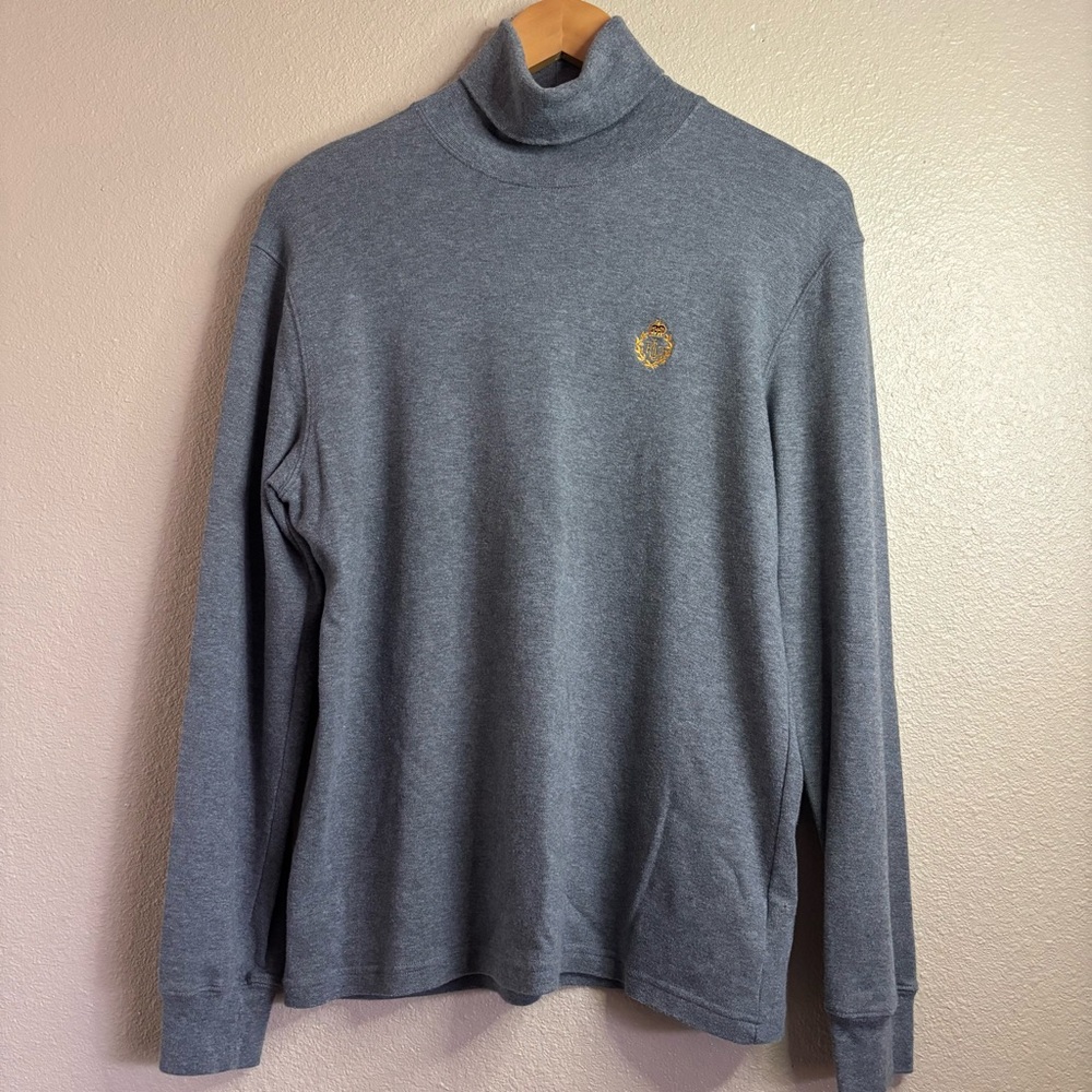 Vintage Lauren Ralph Lauren Gray Turtleneck Long Sleeve Size L RLL Crest Preppy